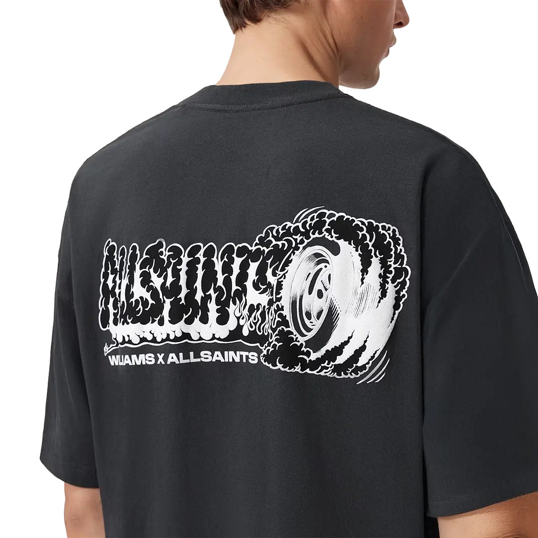 Williams X AllSaints Burnout Crew Neck T-Shirt Washed Black