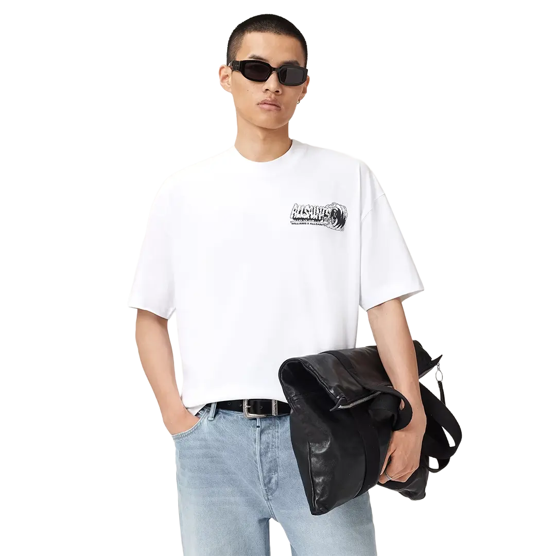 Williams X AllSaints Burnout Crew Neck T-Shirt Ashen White