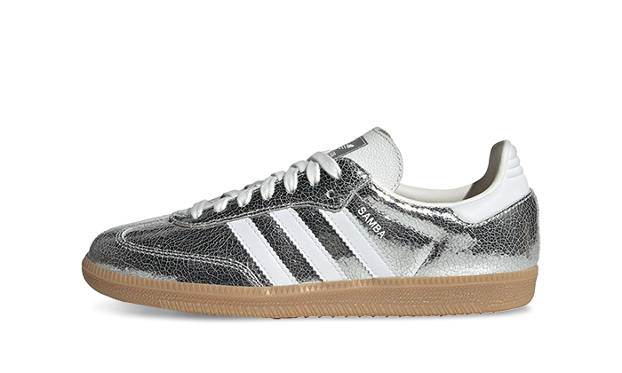 Adidas Mujer Samba OG Silver Metallic Cracked Leather