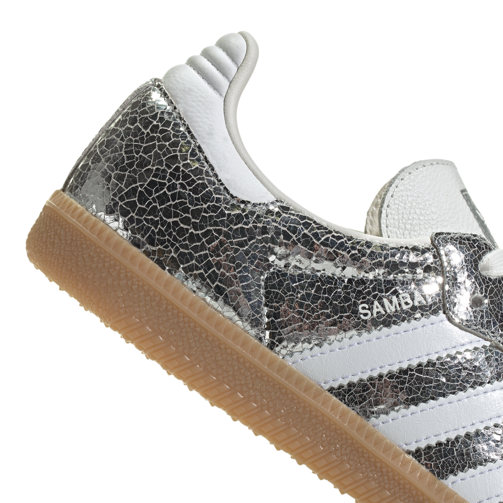 Adidas Mujer Samba OG Silver Metallic Cracked Leather