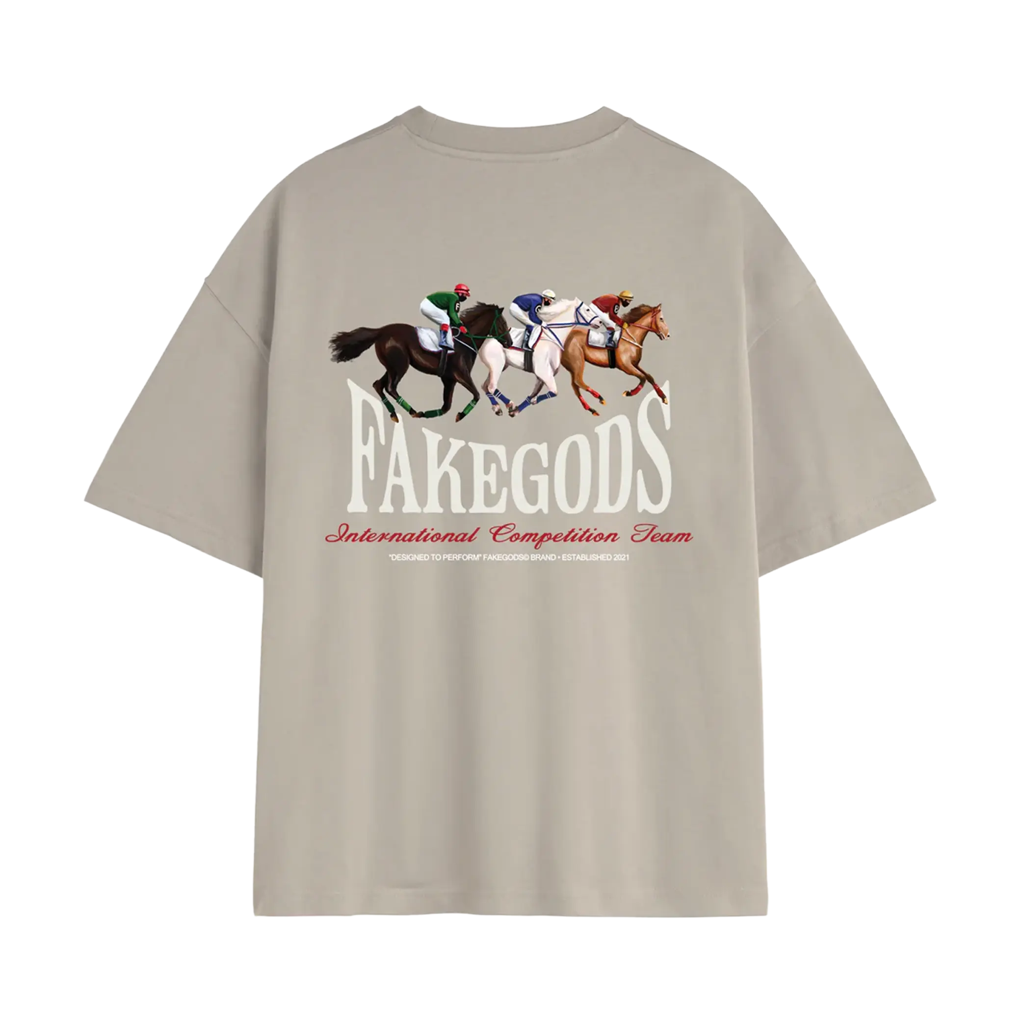 Fakegods Horse Race Tee Light  Grey