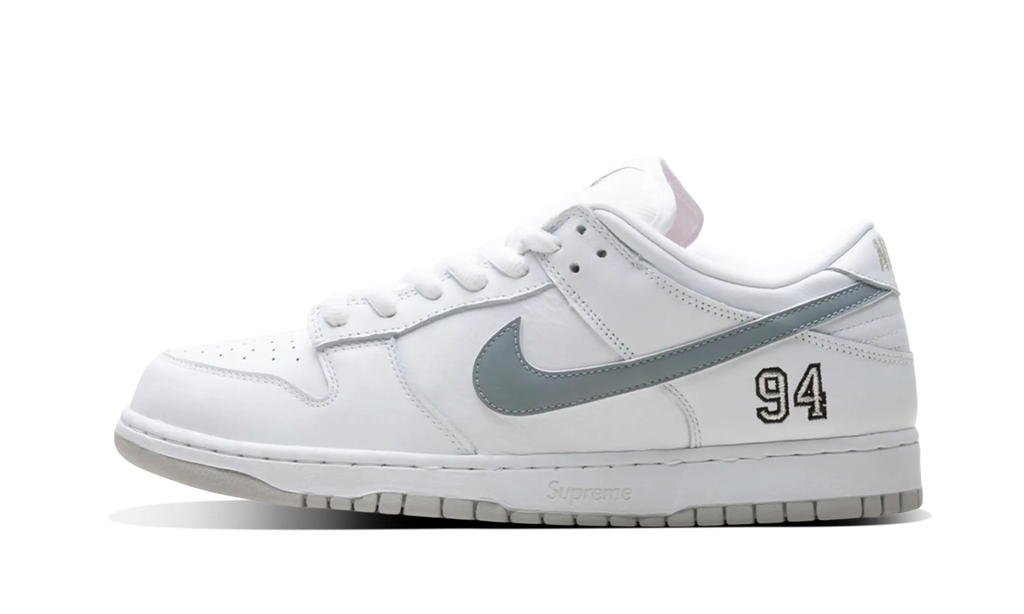 Nike SB Dunk Low Supreme 94 White Metallic Silver