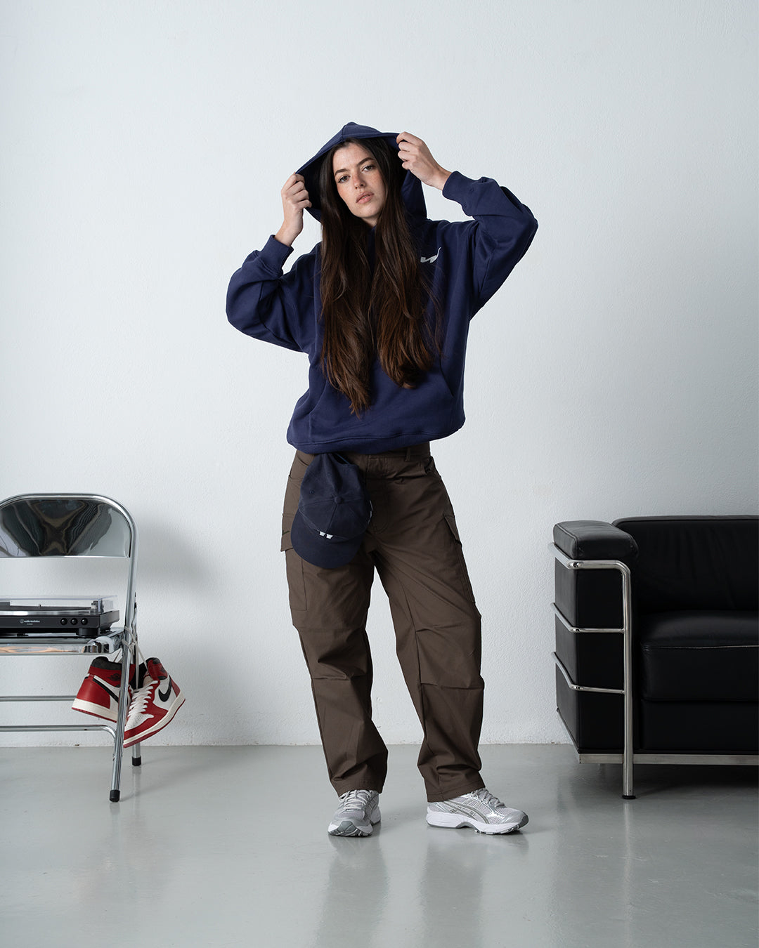 W Patch Hoodie Navy