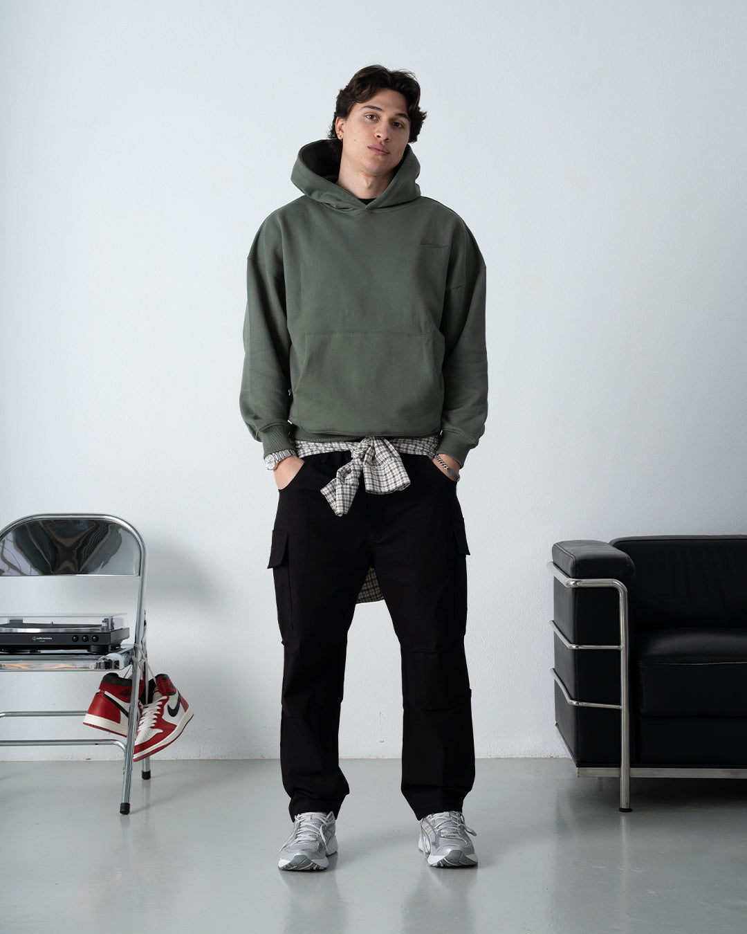 W Patch Hoodie Olive Green